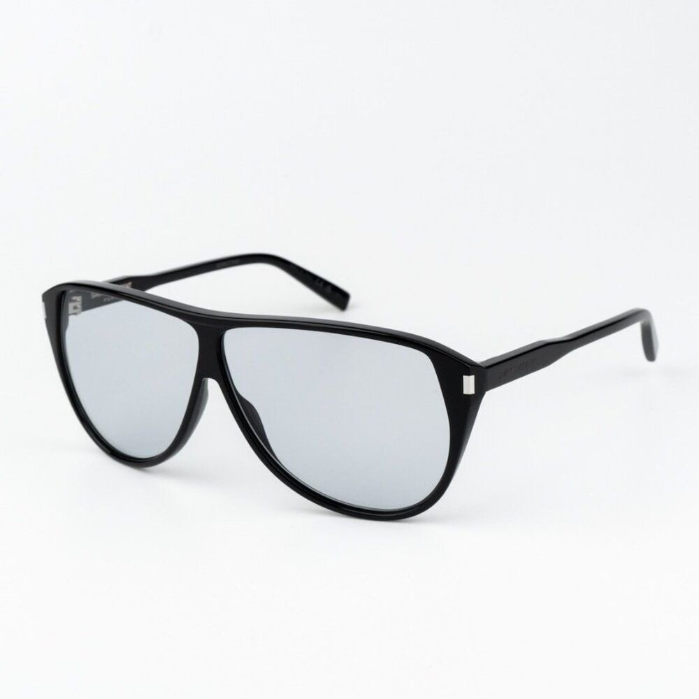NEW Saint Laurent SL731 GASPAR  001 Black Light Blue Aviator Unisex Sunglasses